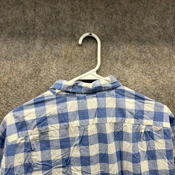 J Crew Shirt Mens Large Blue White Gingham Heathered Cotton Button Down Casual - Picture 9 of 10